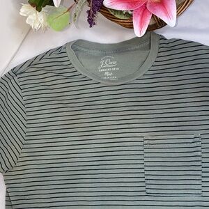 J. Crew Men's Green Striped Short Sleeve Tee